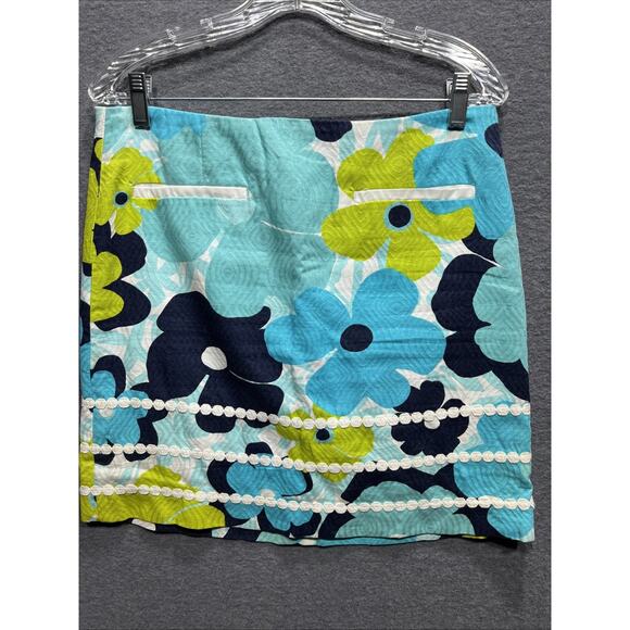 Lilly Pulitzer Shortly Blue Floral Skirt Womens Size 6 Great Condition - Picture 2 of 12